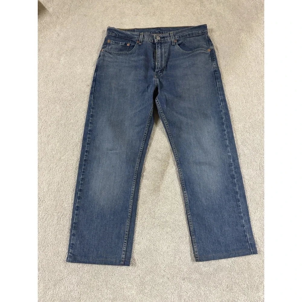 Levis Jeans‎ Men's 34x27*** 505 Dark Wash Straight Leg Stretch Cotton Blend EUC